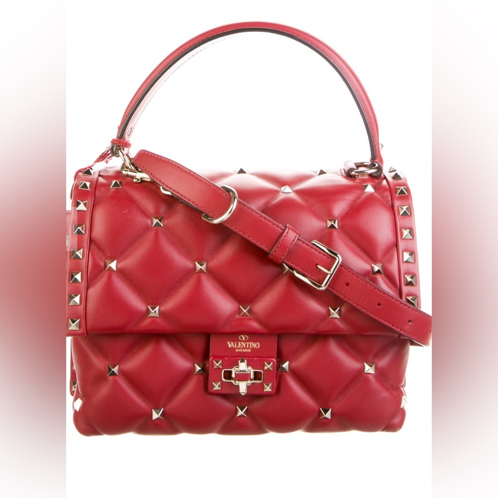 Valentino Candystud Handle Bag Medium Red